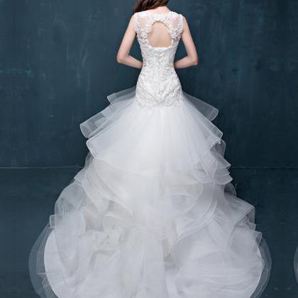 Design Discount Beading Lace Ruffles White Wedding..