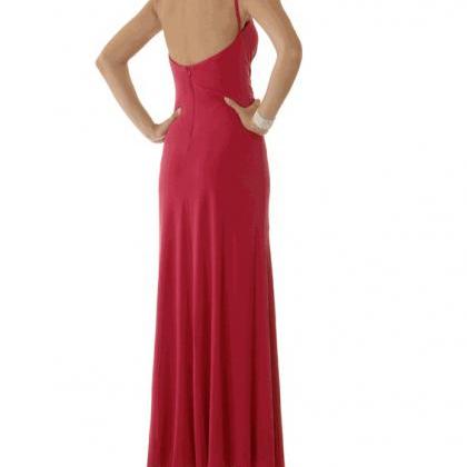 Pink Spaghetti Straps Long Chiffon Prom Dresses with Split Keyhole DML85 main image 0